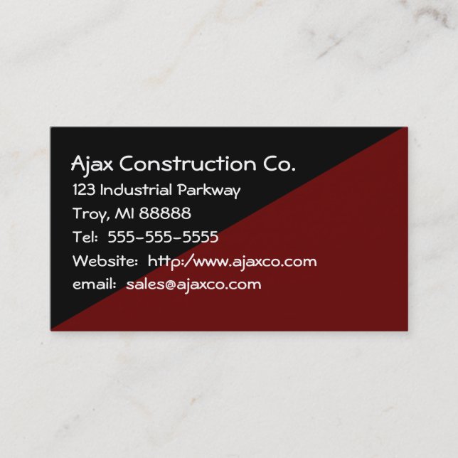 All Purpose 2-Tone Black and Brown Business Card (Front)