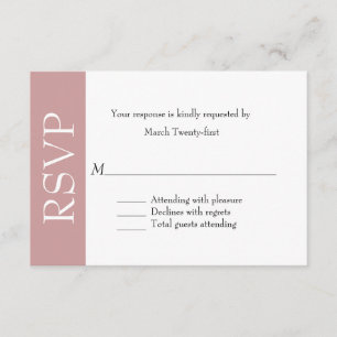 All Purpose Dusty Rose & White RSVP Card