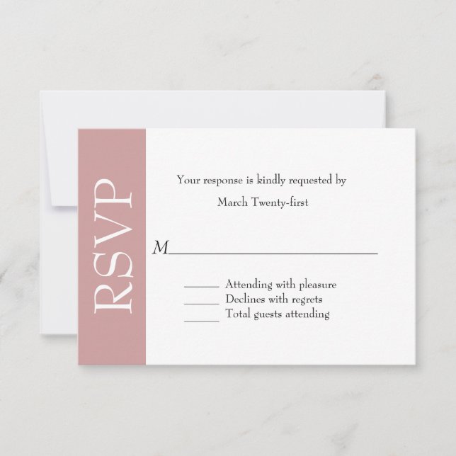 All Purpose Dusty Rose & White RSVP Card (Front)