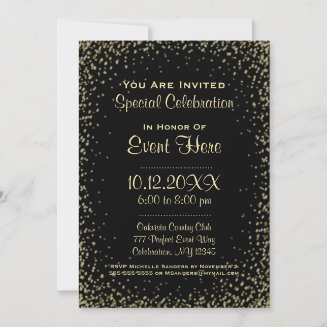 All Purpose | Gold Starry Night Invitation (Front)