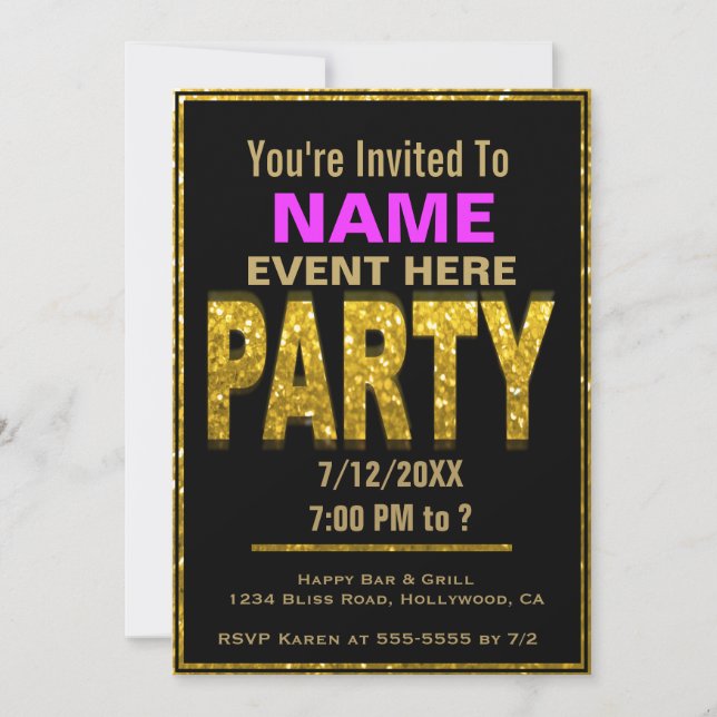 All Purpose | Invitation | Gold Glam (Front)