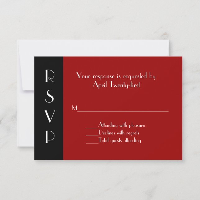All Purpose Red and Black RSVP Response Card (Front)