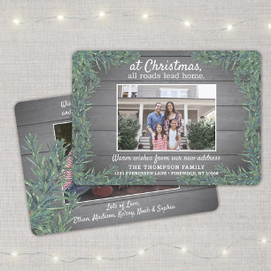 All Roads Lead Home Change of Address Xmas 2 Photo Holiday Card