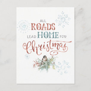 All Roads Lead Home for Christmas Holiday Postcard