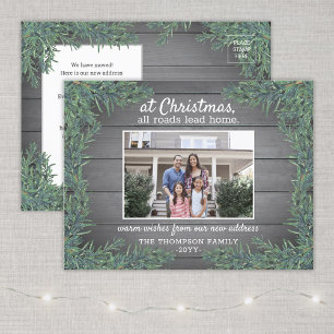 All Roads Lead Home New Address Christmas 1 Photo Holiday Postcard