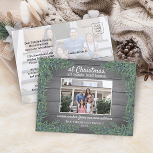 All Roads Lead Home New Address Christmas 2 Photo Holiday Postcard