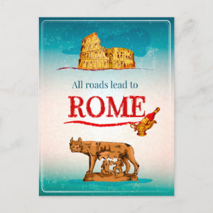 All Roads Lead To Rome Italy Travel Holiday Postcard