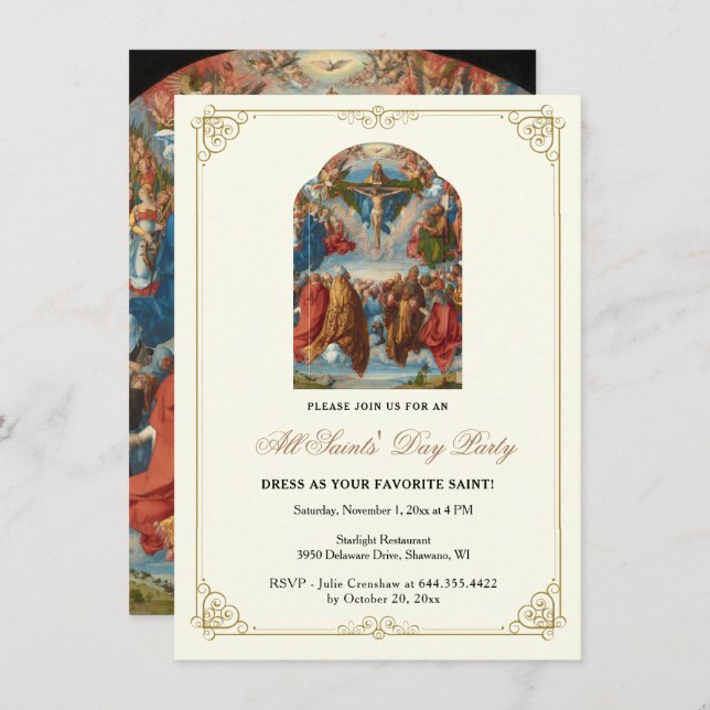 All Saint's Day Party Celebration Catholic  Invitation (Front/Back)