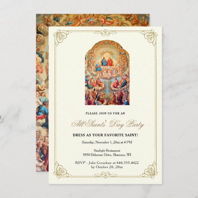 All Saint's Day Party Celebration Catholic  Invitation (Front/Back)