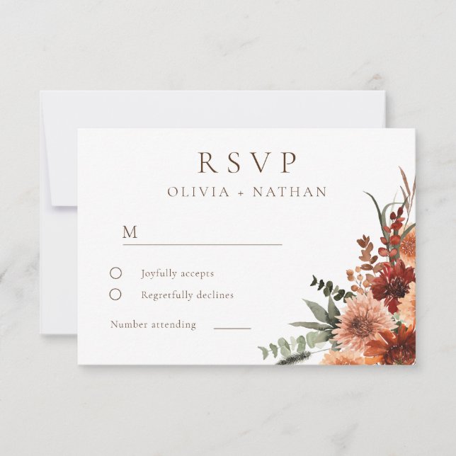All Seasons Divine Boho Floral Wedding  RSVP Card (Front)
