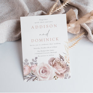 All Seasons Dusty Rose & Blush Floral Wedding Invitation
