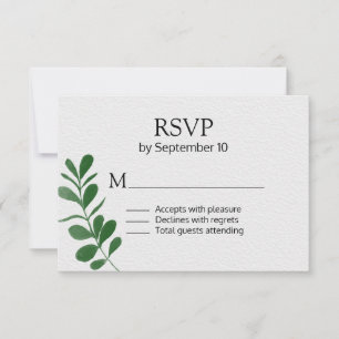 All Seasons Green Foliage Wedding RSVP Card