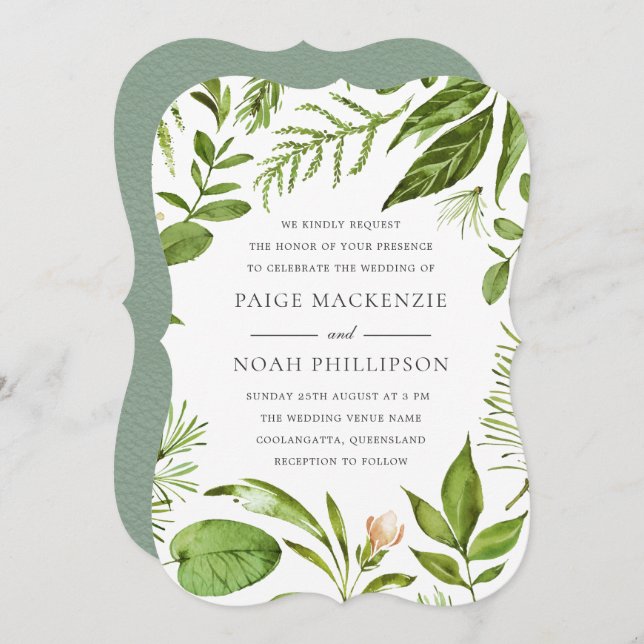 All Seasons Greenery Wedding Invitation (Front/Back)
