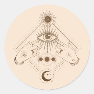 All Seeing Eye Mystic Tarot Sublimation Gallery Wr Classic Round Sticker