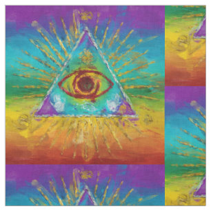 All Seeing Eye Of God - abstract sketchy Art Fabric