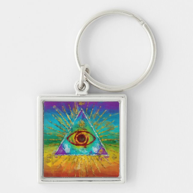 All Seeing Eye Of God - abstract sketchy Art Key Ring (Front)