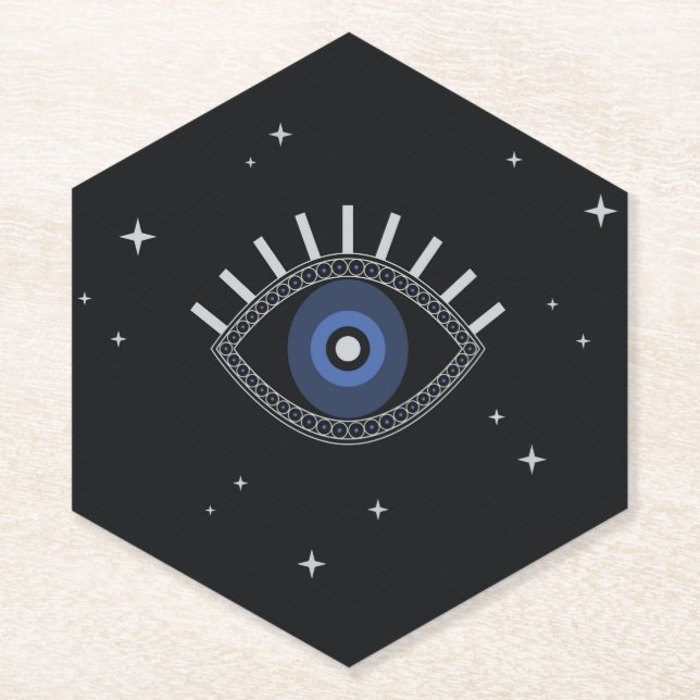 All seeing eye protect from evil eye magic symbol paper coaster (Front)