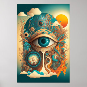 All Seeing Eye Psychedelic Poster Mystic 2