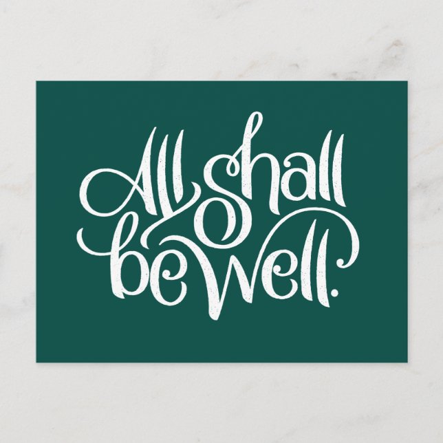 All Shall Be Well Turquoise Postcards (Front)