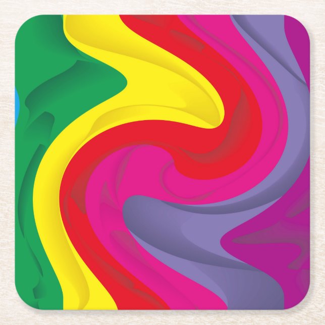 All Sizes and Shapes of Colour Square Paper Coaster (Front)