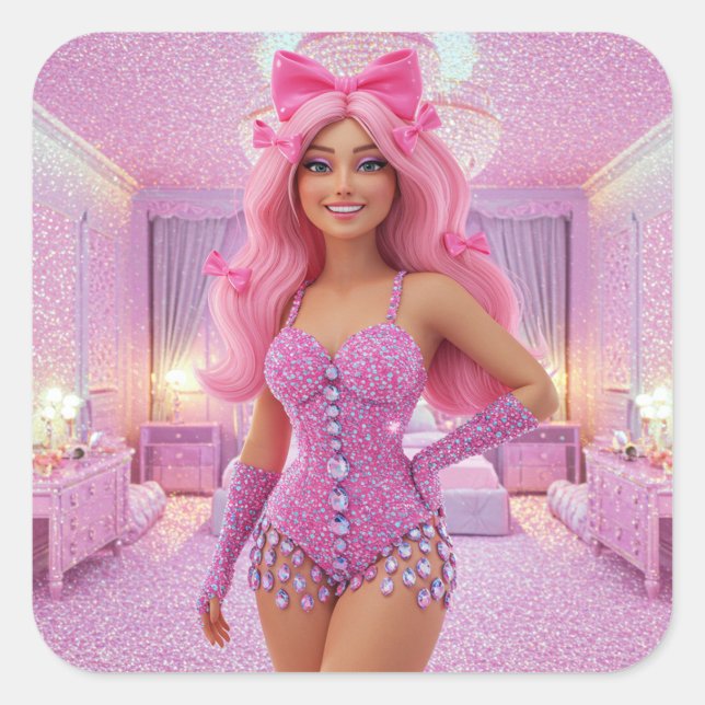 All Smiles Crystal Corset Queen Square Sticker (Front)