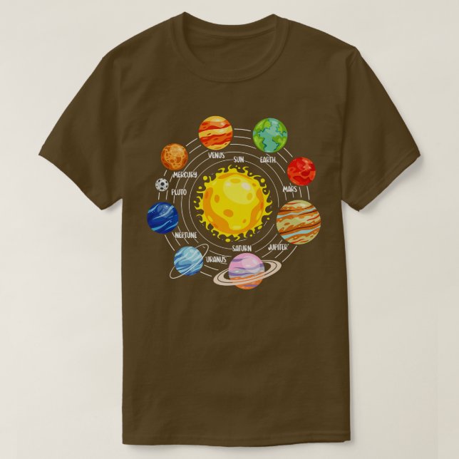 All Solar Systems Planets Astronaut Science Space  T-Shirt (Design Front)