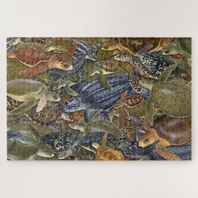 All Species of Sea Turtles Puzzle (Horizontal)