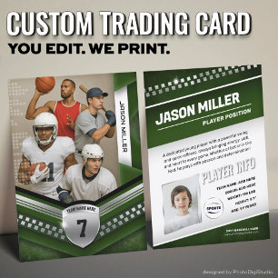All Sports Custom Trading Card, Green Elite Sports Calling Card