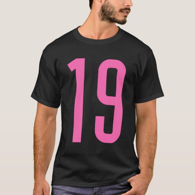 All Sports Fan Favourite Pink Number 19 Jersey T-Shirt (Front)