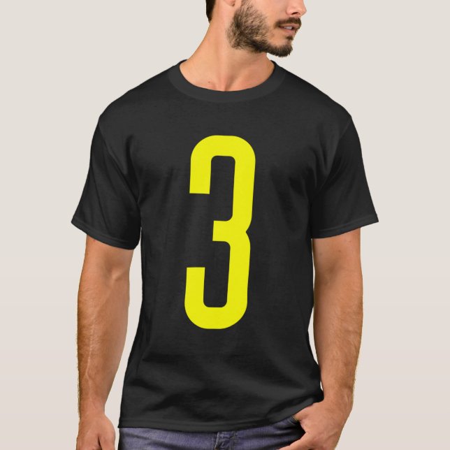 All Sports Fan Favourite Yellow Number 3 Jersey T-Shirt (Front)