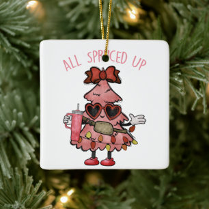 All Spruced Up - Funny Bougie Christmas Tree Ceramic Ornament