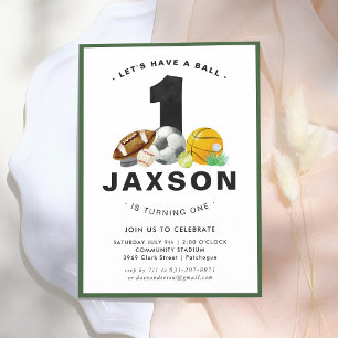 All Star 1st Birthday Sports Party Invitation