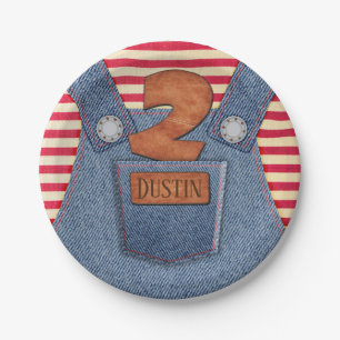 All-Star 2nd Birthday Denim Overalls Paper Plate