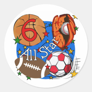 All Star 6th Birthday T-shirts and Gifts Classic Round Sticker