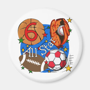 All Star 6th Birthday T-shirts and Gifts Magnet