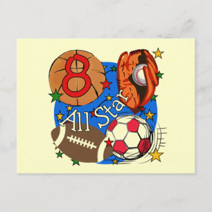 All Star 8th Birthday Tshirts and Gifts Postcard