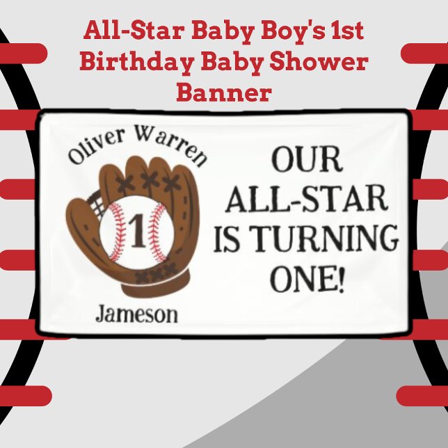 All-Star Baby Boy's 1st Birthday Baby Shower Banner (All-Star Baby Boy's 1st Birthday Baby Shower Banner)