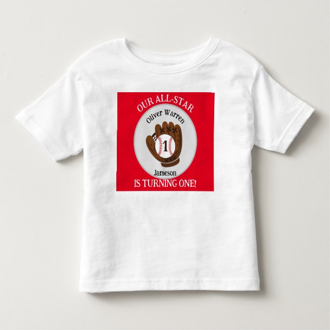 All-Star Baby Boy's 1st Birthday Baby Shower Toddler T-Shirt (Front)