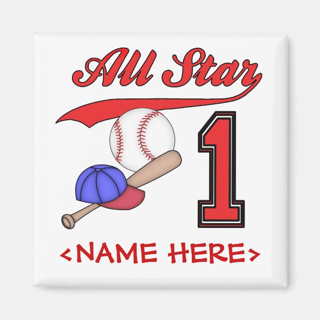 All Star Baseball 1st Birthday Magnet (Front)