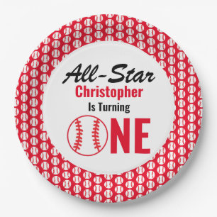 All Star Baseball 1st Birthday Paper Plate