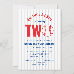 All-Star Baseball 2nd Birthday Invitation