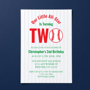 All-Star Baseball 2nd Birthday Invitation