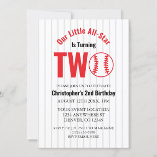 All-Star Baseball 2nd Birthday Invitation