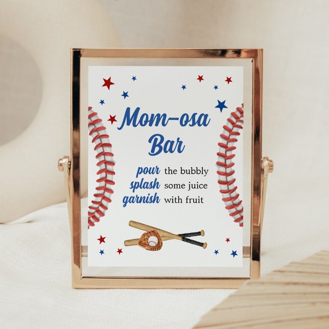 All Star Baseball Baby Shower Mum Osa Bar Poster (Sports Baby Shower Mom Osa Bar Sign)
