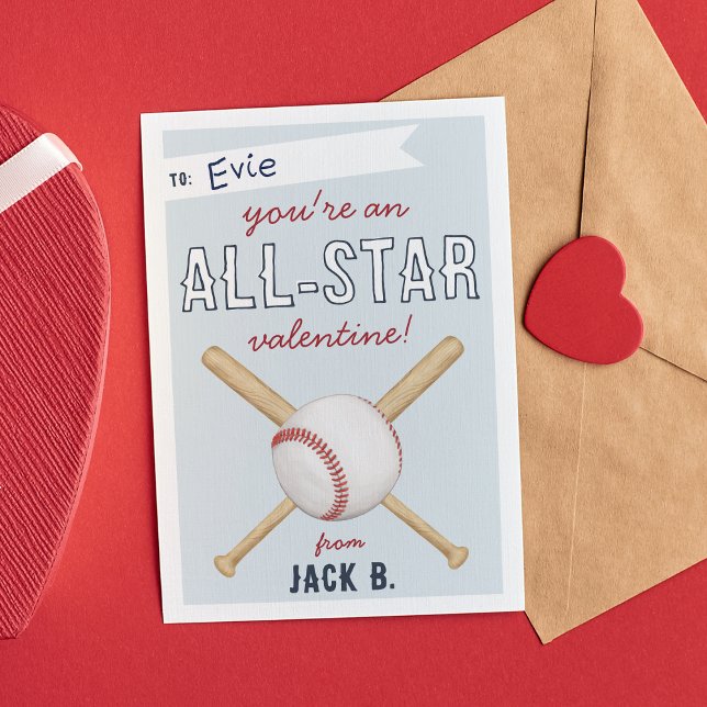 All-Star Baseball Classroom Valentines Day Card (Creator Uploaded)