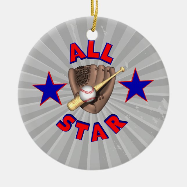 all star baseball player graphic ceramic tree decoration (Front)