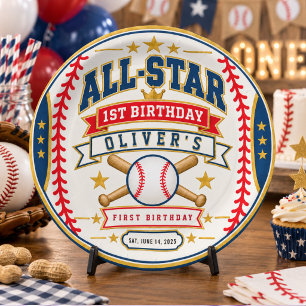 All-Star Baseball Ticket 1st Birthday Baby Boy Paper Plate