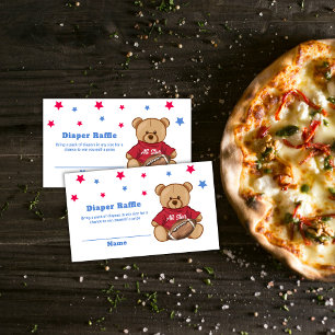All Star Bear Football Diaper Raffle Baby Shower Enclosure Card