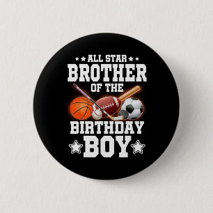 All Star Brother Of The Birthday Boy Sketll Soccer 6 Cm Round Badge