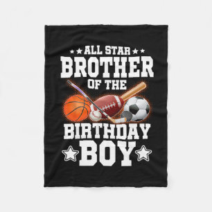 All Star Brother Of The Birthday Boy Sketll Soccer Fleece Blanket